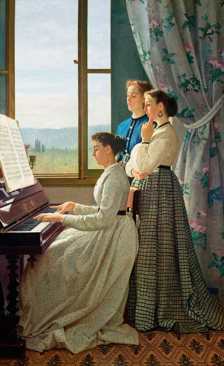Pieśń ludowa (olej na płótnie) autorstwa Silvestro Lega