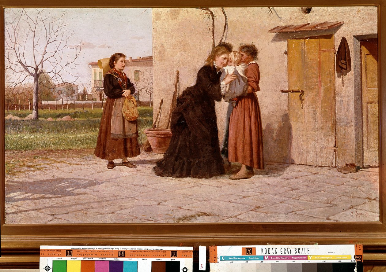 Wizyta u pielęgniarki (olej na płótnie) autorstwa Silvestro Lega