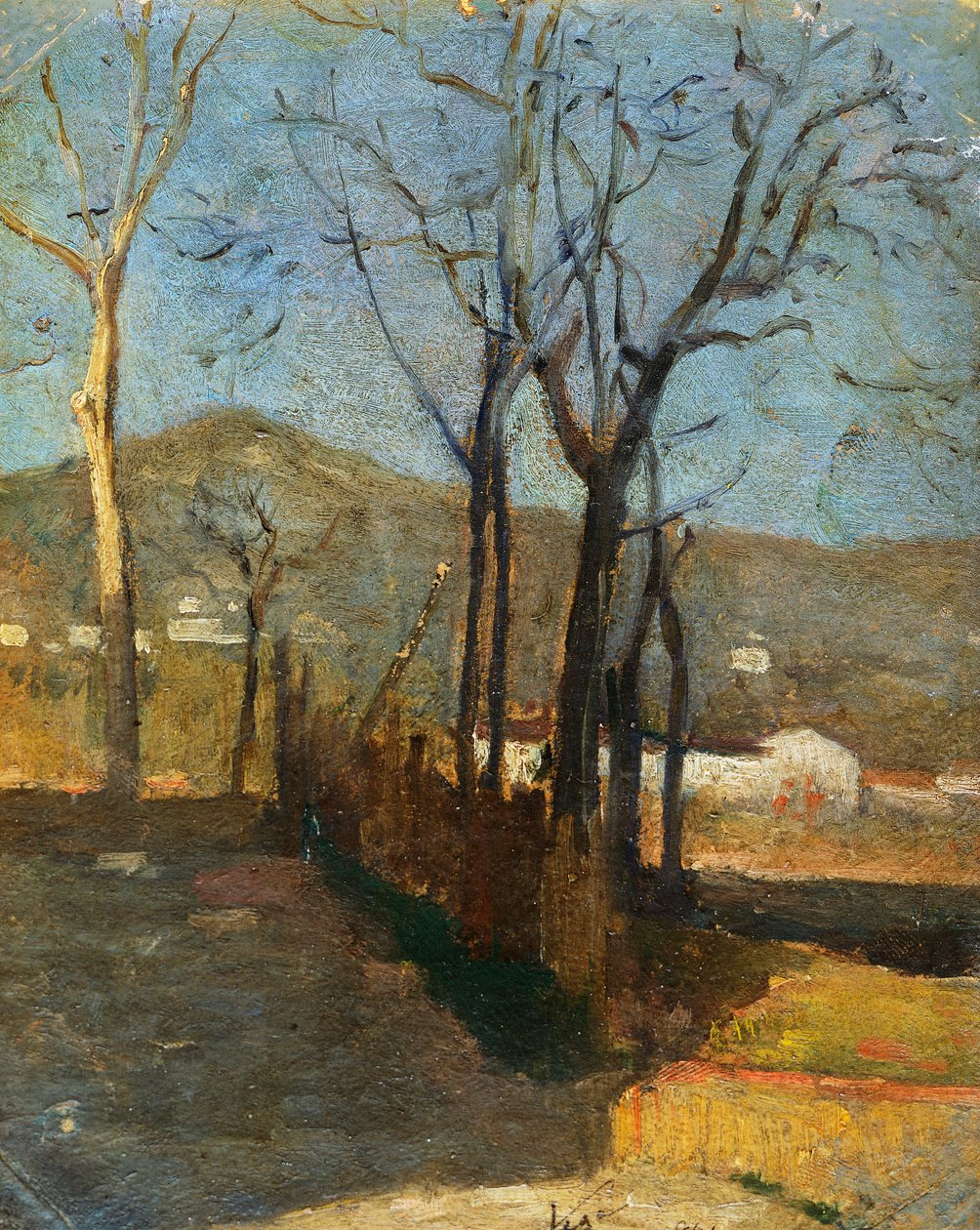 Widok z drzewami, tryptyk Country Study autorstwa Silvestro Lega