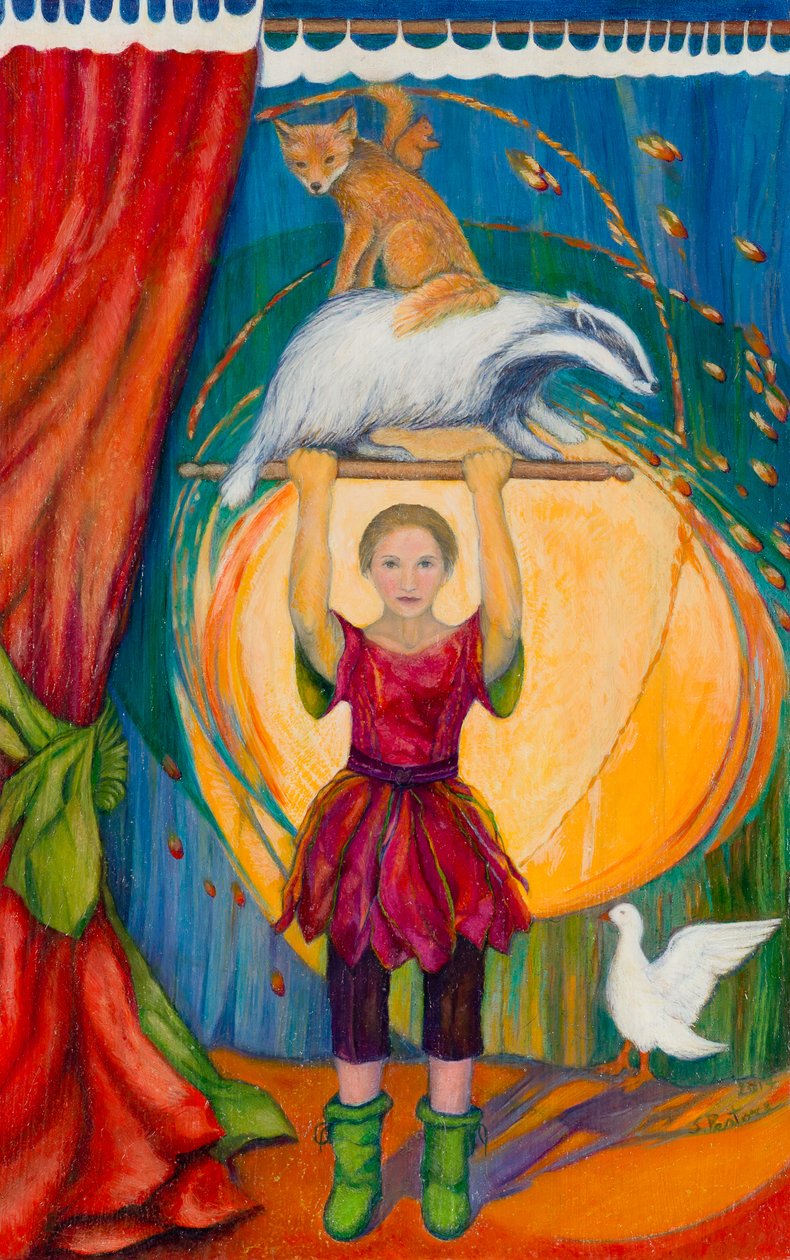 Akrobatai, 2013 (wc ir pastelė ant popieriaus)poli autorstwa Silvia Pastore