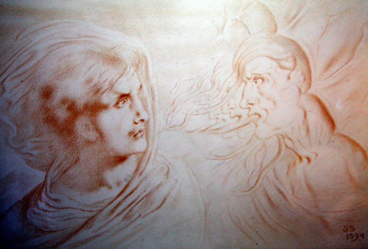 Przyszłe myśli, 1894 (kreda na papierze) autorstwa Simeon Solomon