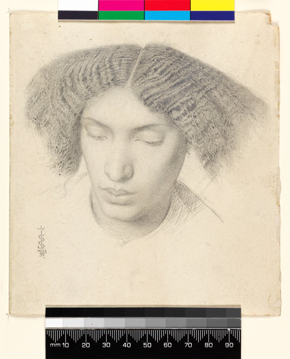 Portret pani Fanny C.h.n, 1859 (grafit na papierze) autorstwa Simeon Solomon