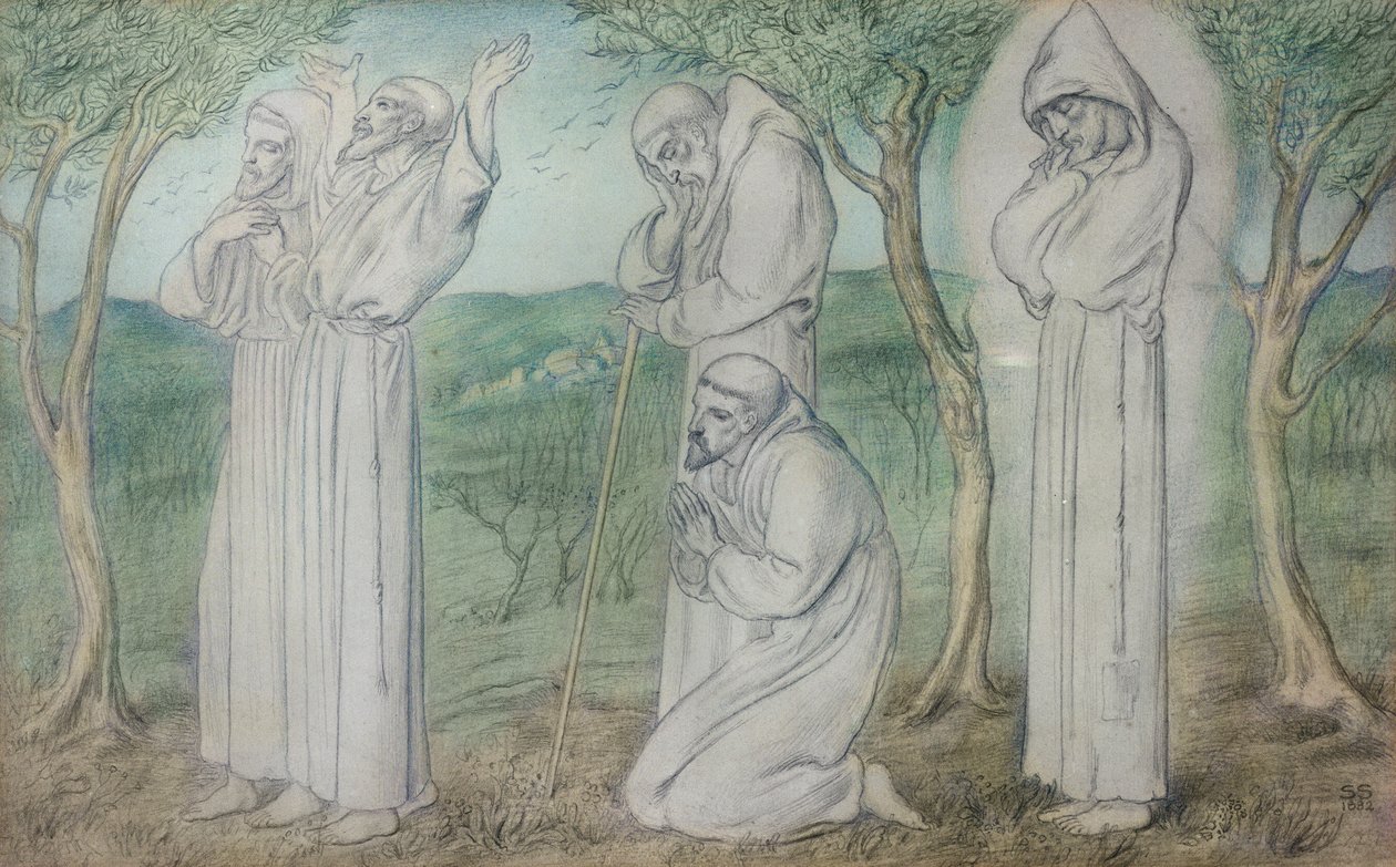 Grupa braci franciszkanów autorstwa Simeon Solomon