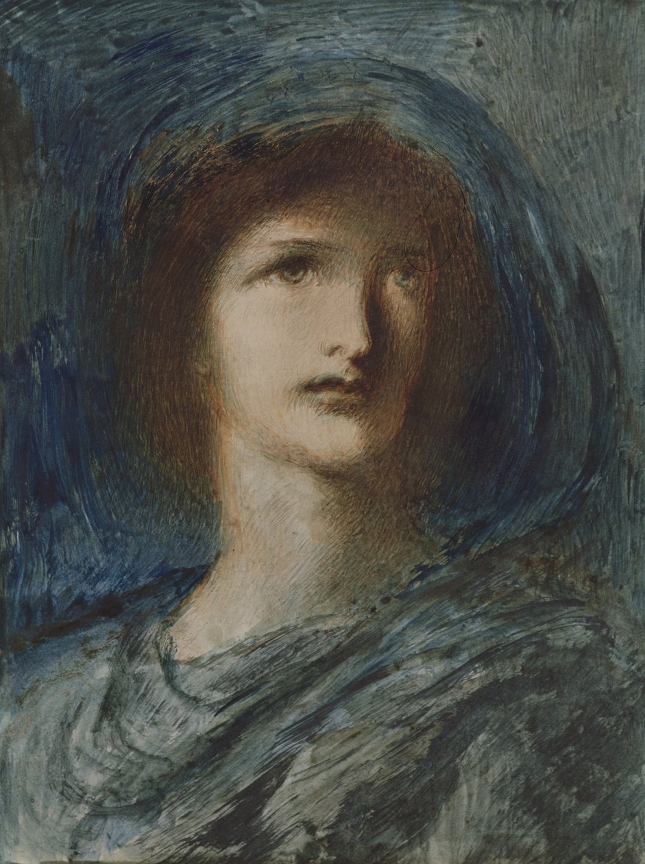 Głowa młodej dziewczyny (toaleta, długopis i atrament na papierze) autorstwa Simeon Solomon