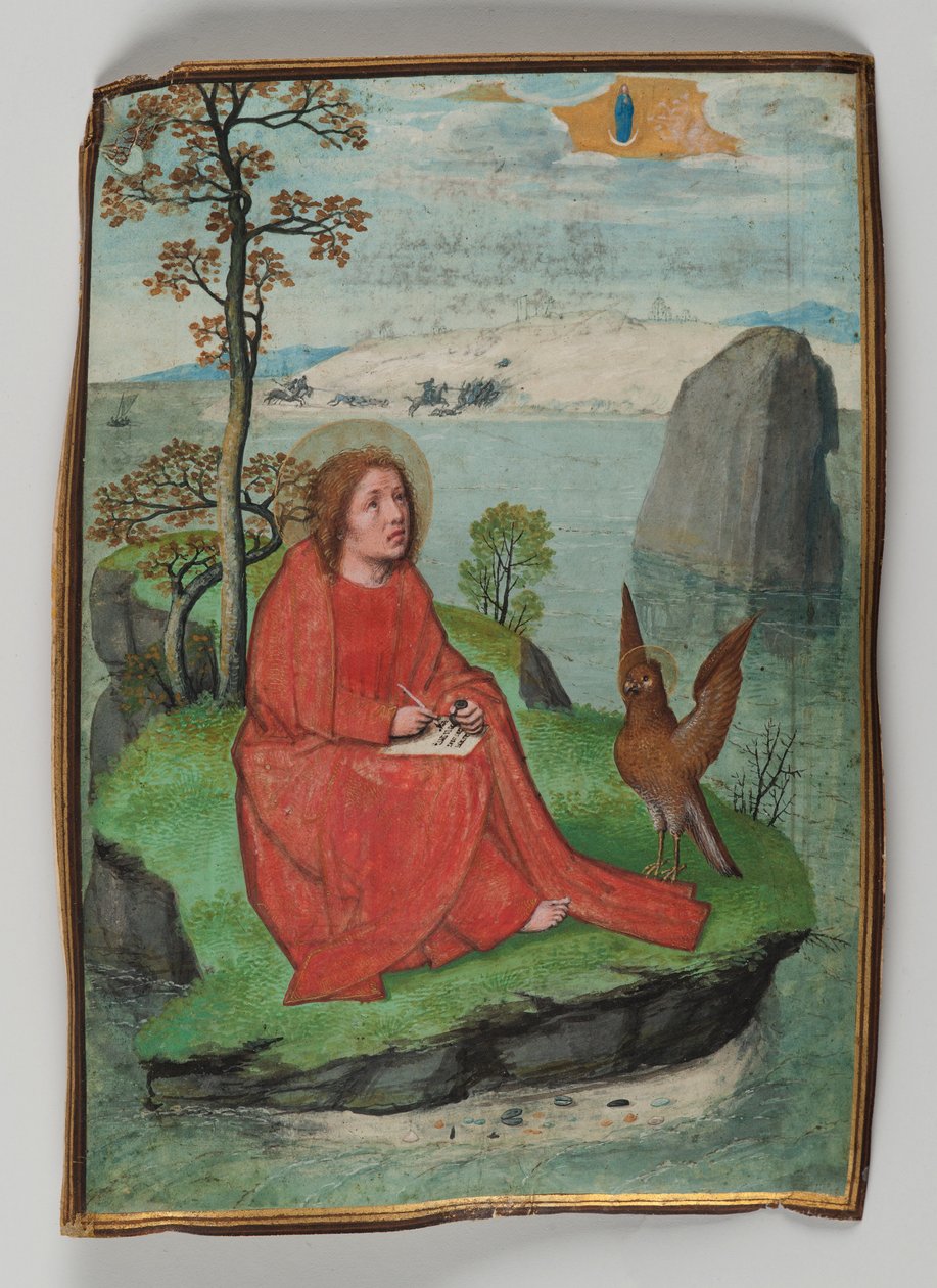 Pismo św. Jana na Patmos, 1521 (tempera na pergaminie) autorstwa Simon Bening