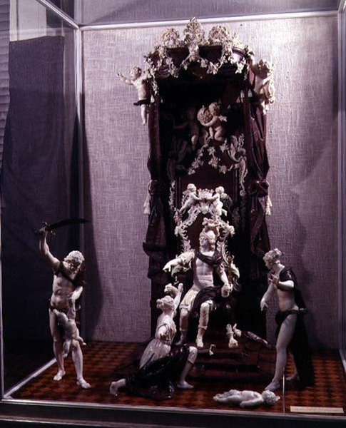 Wyrok Salomona, wykonany w Monachium, ok. 1741 (kość słoniowa, orzech i kolorowe szkło) autorstwa Simon Troger