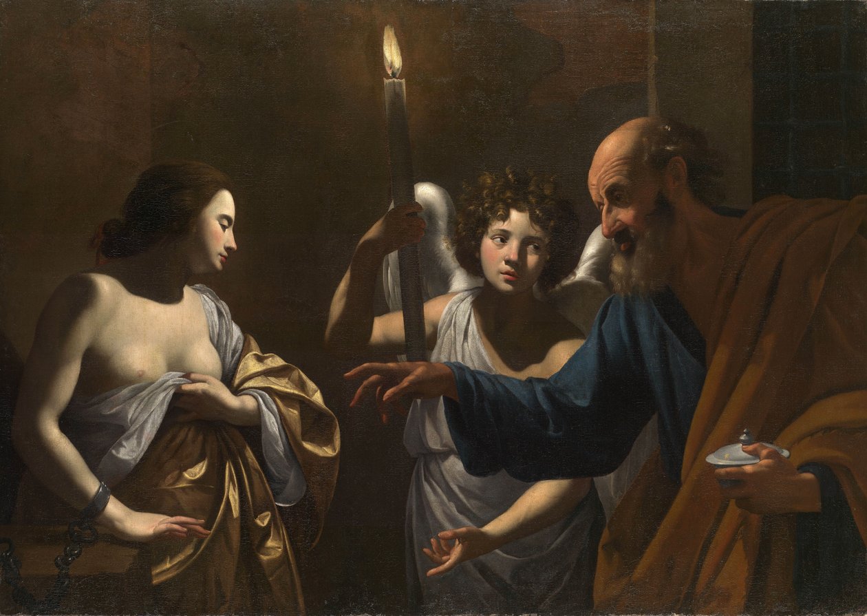 Święty Piotr z wizytą u św. Agaty w więzieniu autorstwa Simon Vouet