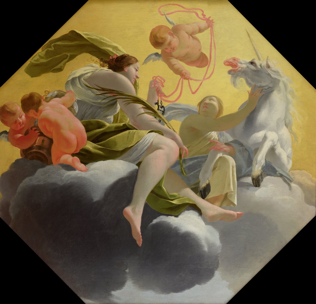 Wstrzemięźliwość, z serii Czterech kardynalskich cnót na suficie sypialni królowej w Saint-Germain-en-Laye, ok. 1637-38 autorstwa Simon Vouet
