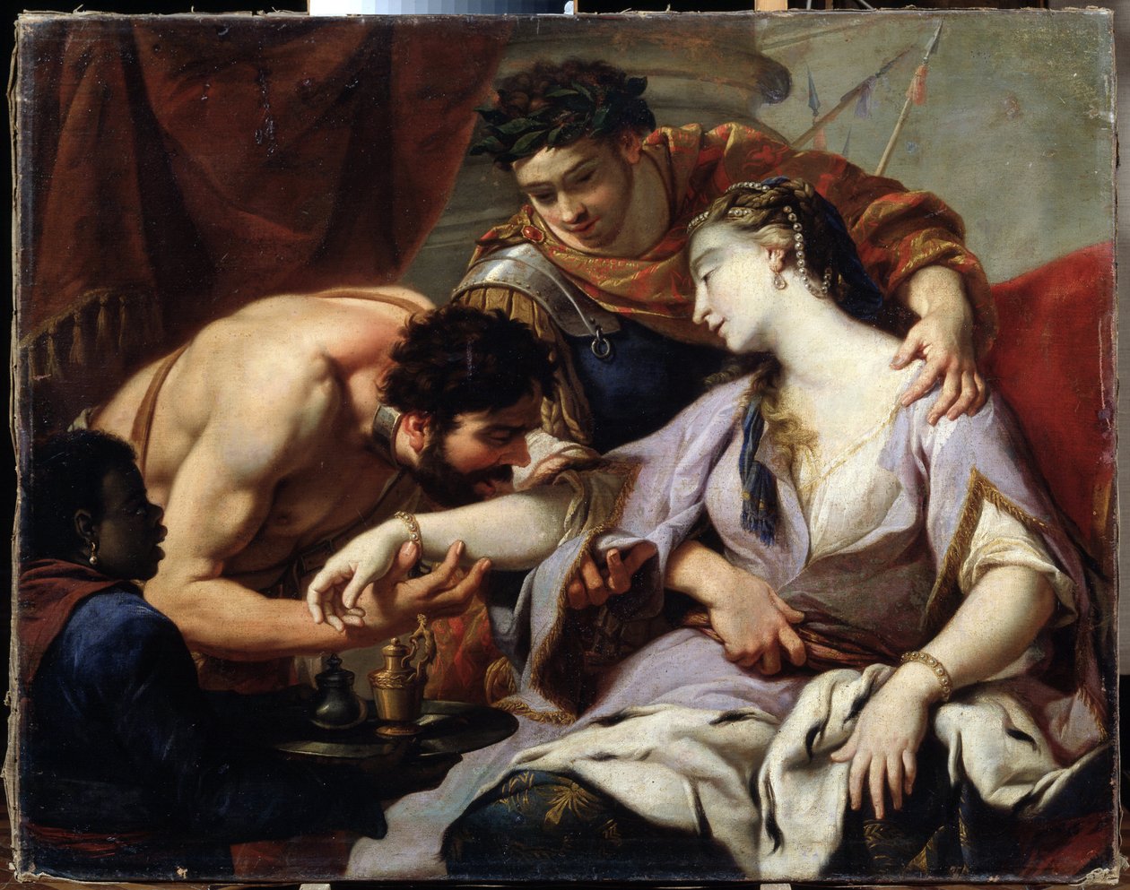 Królowa i Niewolnik. Malarstwo ze szkoły Simona Voueta (1590-1649). olej na płótnie autorstwa Simon (circle of) Vouet