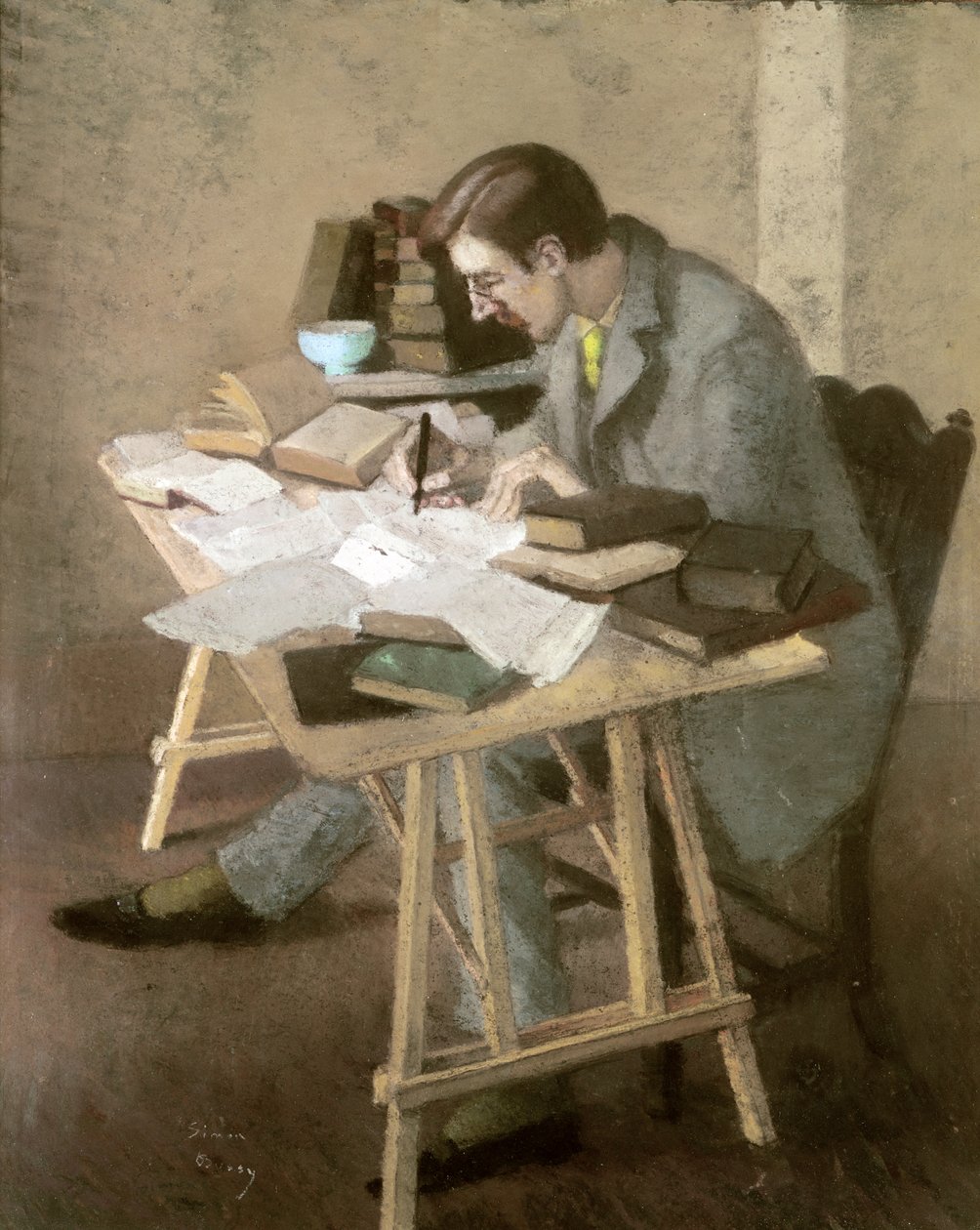 Portret Lyttona Stracheya (pastel na papierze) autorstwa Simon Albert Bussy