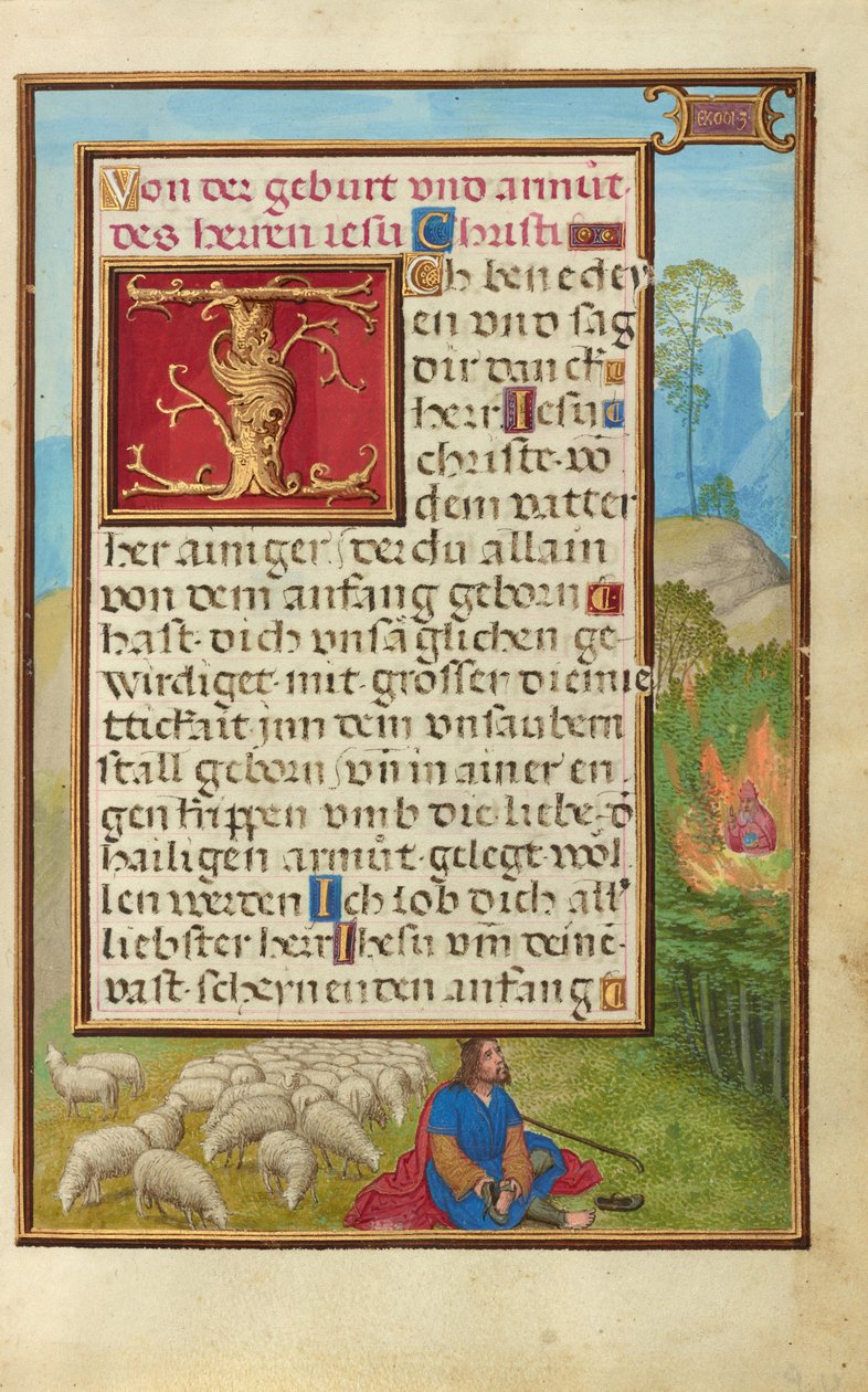 Rand mit Moses und dem brennenden Busch autorstwa Simon Bening