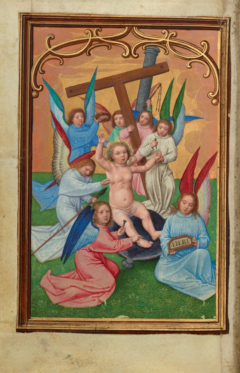 Das Christkind umgeben von den Werkzeugen der Passion autorstwa Simon Bening