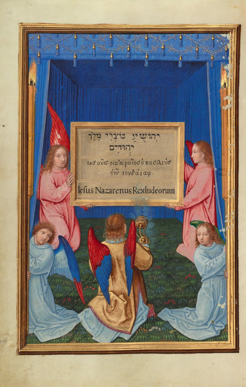 Die Anbetung der beschrifteten Tafel vom Kreuz autorstwa Simon Bening