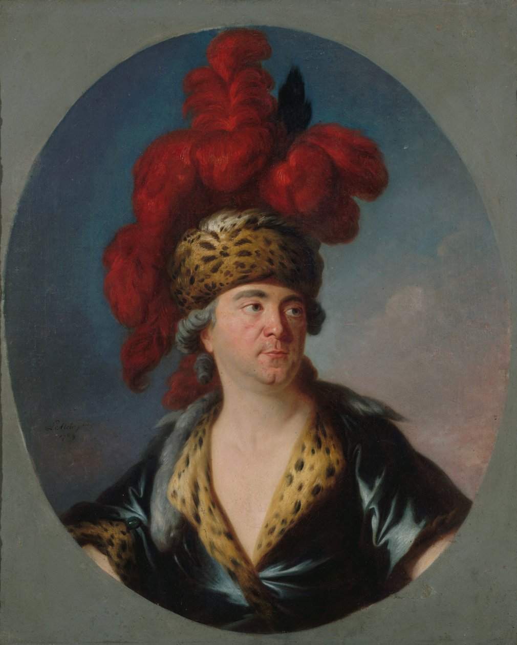 Portret Henri-Louisa Lekaina 1728-1778 jako Czyngis-chana w sztuce..., koniec lat 50. XVIII wieku. autorstwa Simon Bernard Lenoir