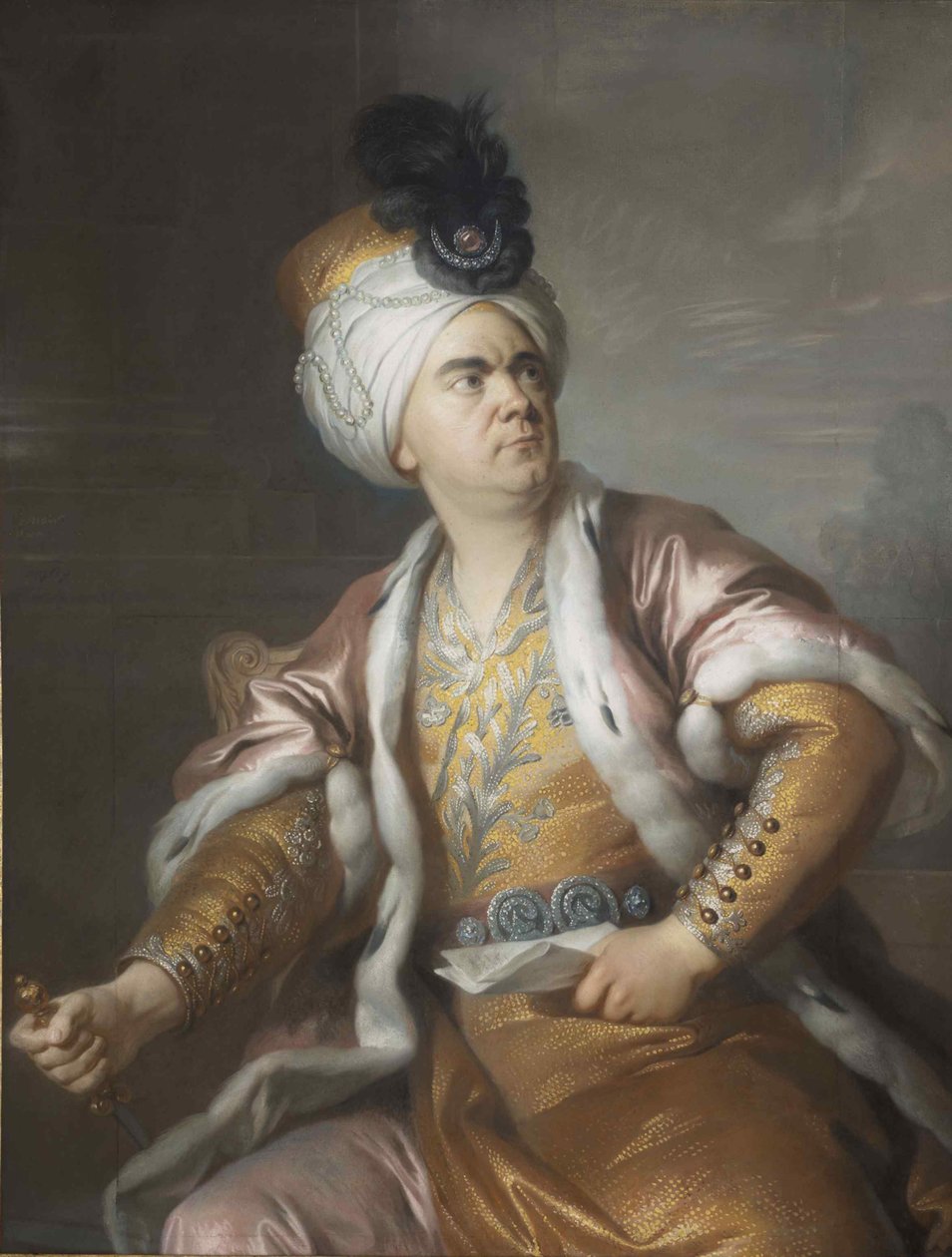 Aktor Lekain 1729-1778 jako Orosmane w tragedii Zair Voltaire, 1767. autorstwa Simon Bernard Lenoir