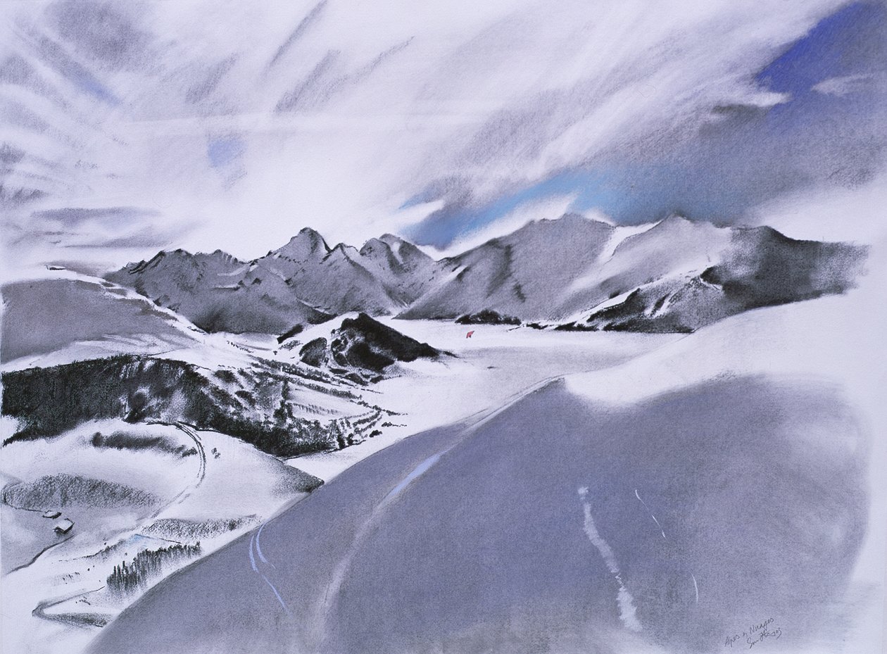Alpes et nuages, 2003 (pastel i mieszane media na papierze) autorstwa Simon Fletcher