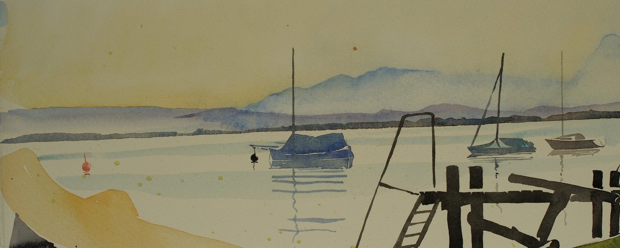 Alpejskie jezioro, 2001 (akwarela) autorstwa Simon Fletcher