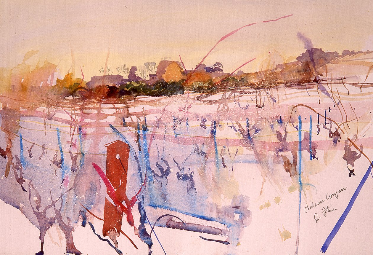 Chateau Coujan, hiver, 2004 (akwarela) autorstwa Simon Fletcher