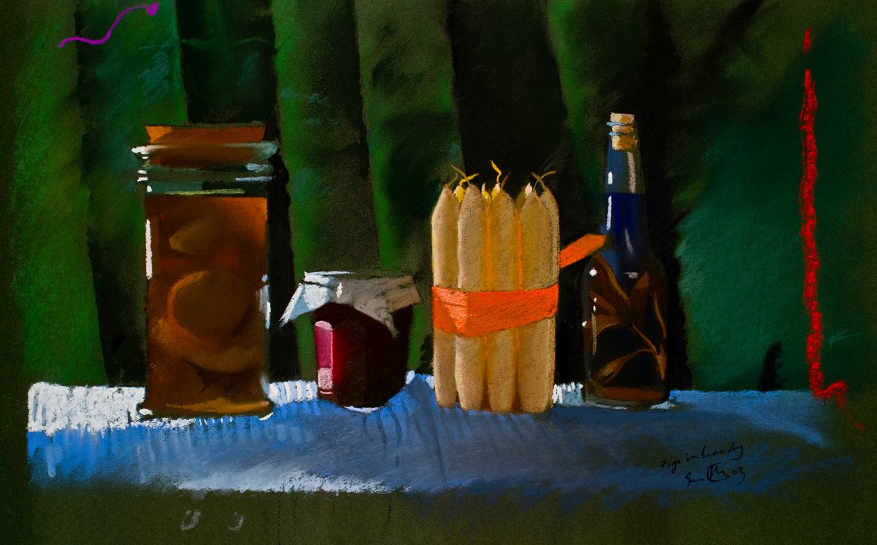 Boże Narodzenie, figi w brandy, 2000 (pastel) autorstwa Simon Fletcher