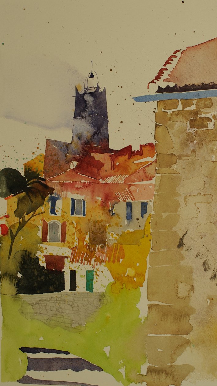 Clocher, Langwedocja, 2002 (akwarela) autorstwa Simon Fletcher