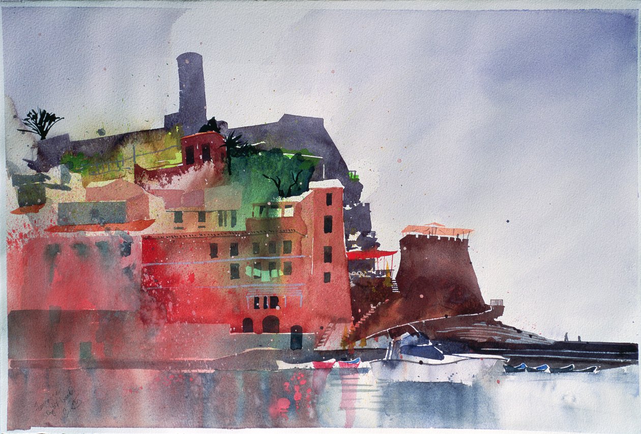 Fernazza, Osiem łodzi, 2002 (akwarela na papierze) autorstwa Simon Fletcher