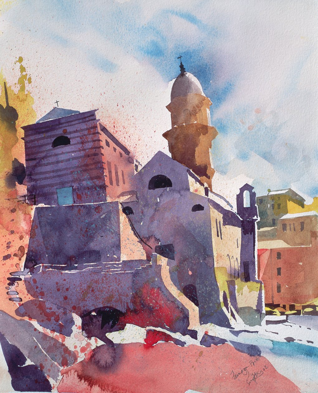 Fernazza, Porto, 2002 (akwarela na papierze) autorstwa Simon Fletcher