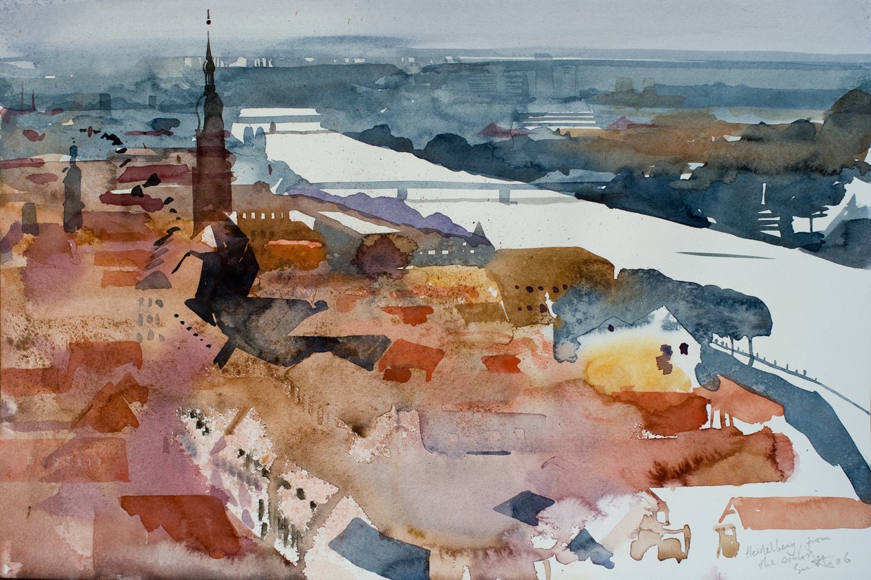 Heidelberg z zamku, 2006 (akwarela) autorstwa Simon Fletcher