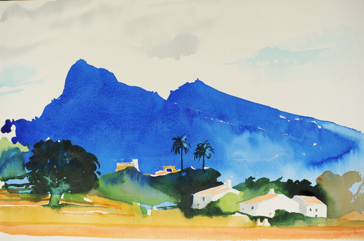 Wzgórza Pollença, 2016 (akwarela) autorstwa Simon Fletcher