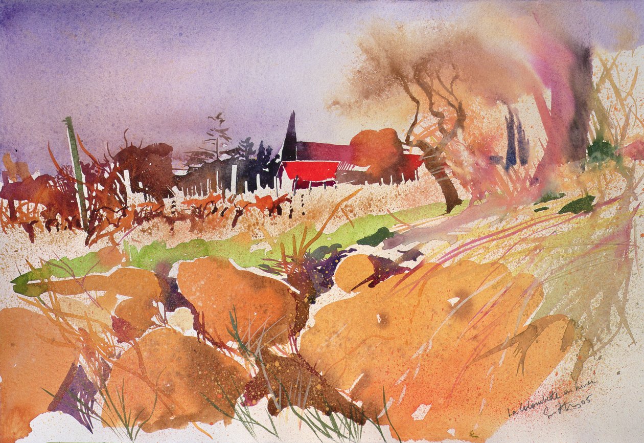 La colombette en hiver, Francja, 2004 (akwarela) autorstwa Simon Fletcher