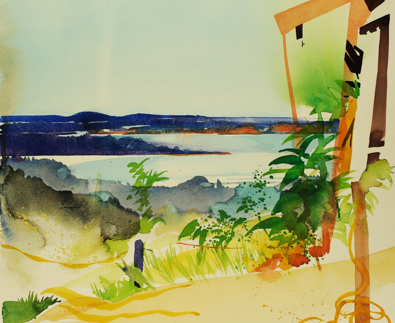 Dom nad jeziorem, 2004 (akwarela) autorstwa Simon Fletcher