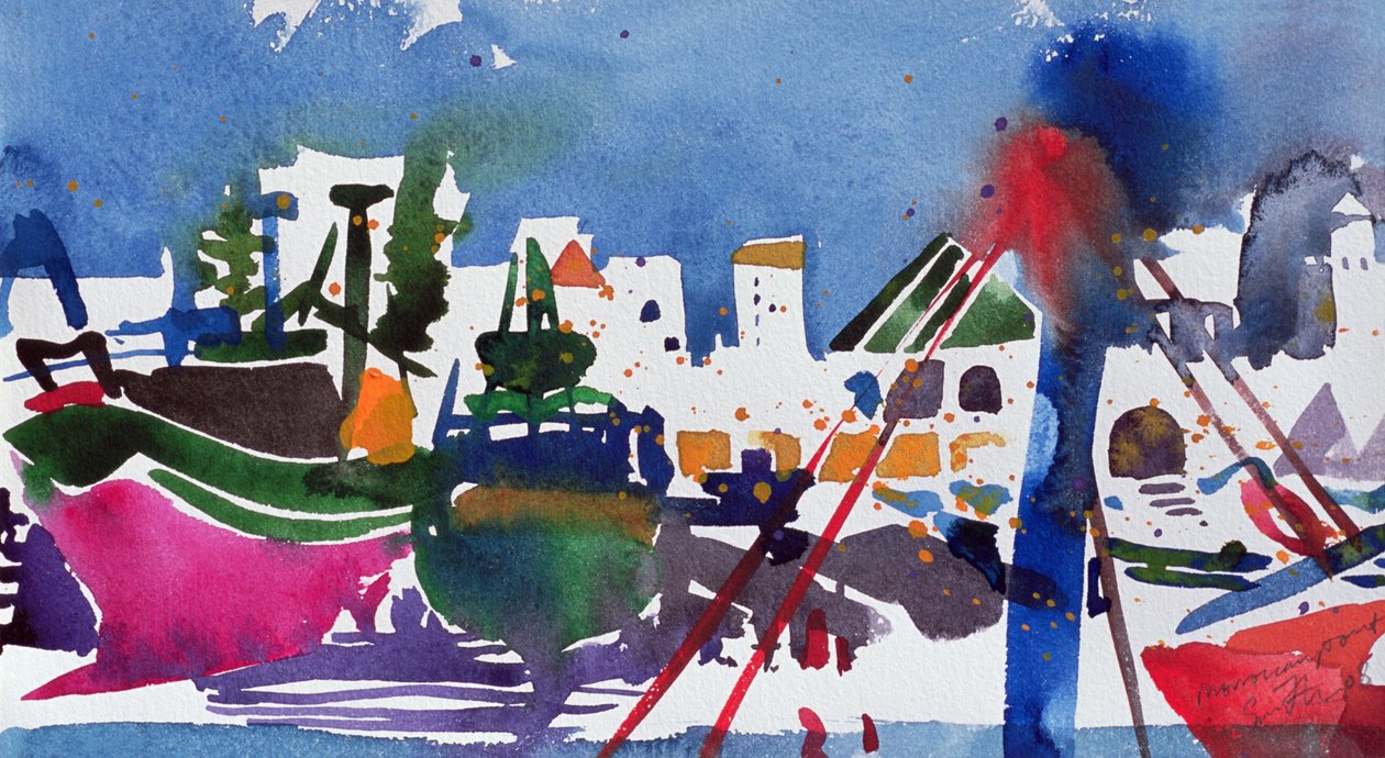 Marokański port (akwarela na papierze) autorstwa Simon Fletcher