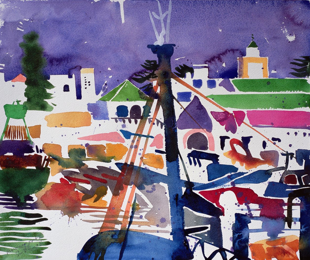 Marokański port III (akwarela na papierze) autorstwa Simon Fletcher