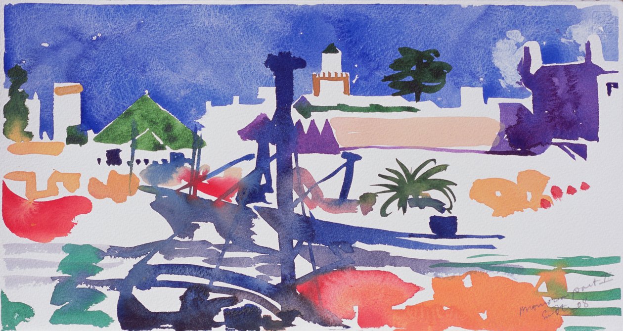 Port marokański II (akwarela na papierze) autorstwa Simon Fletcher