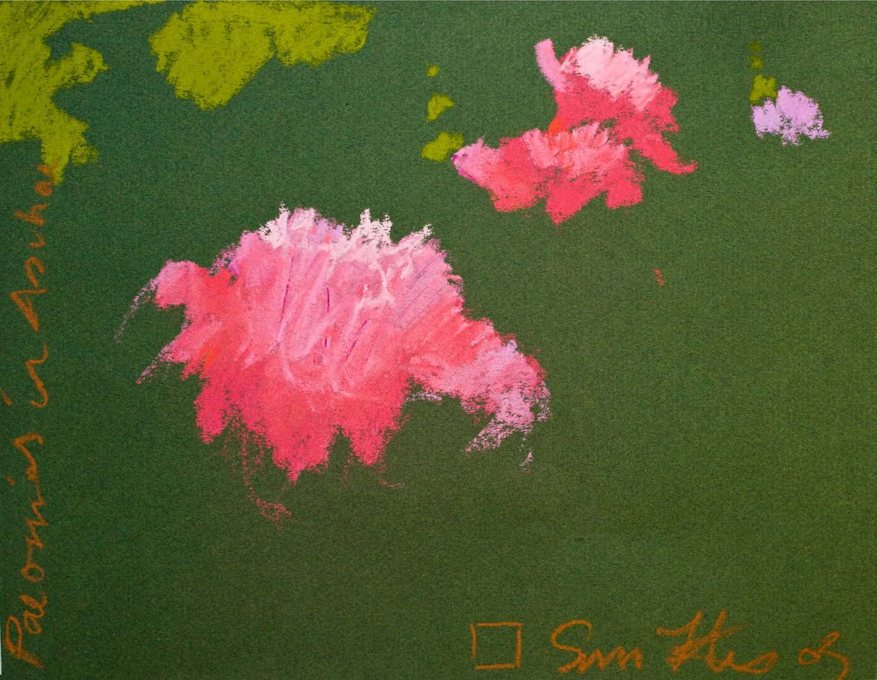 Piwonie w Aschau (pastel na papierze) autorstwa Simon Fletcher