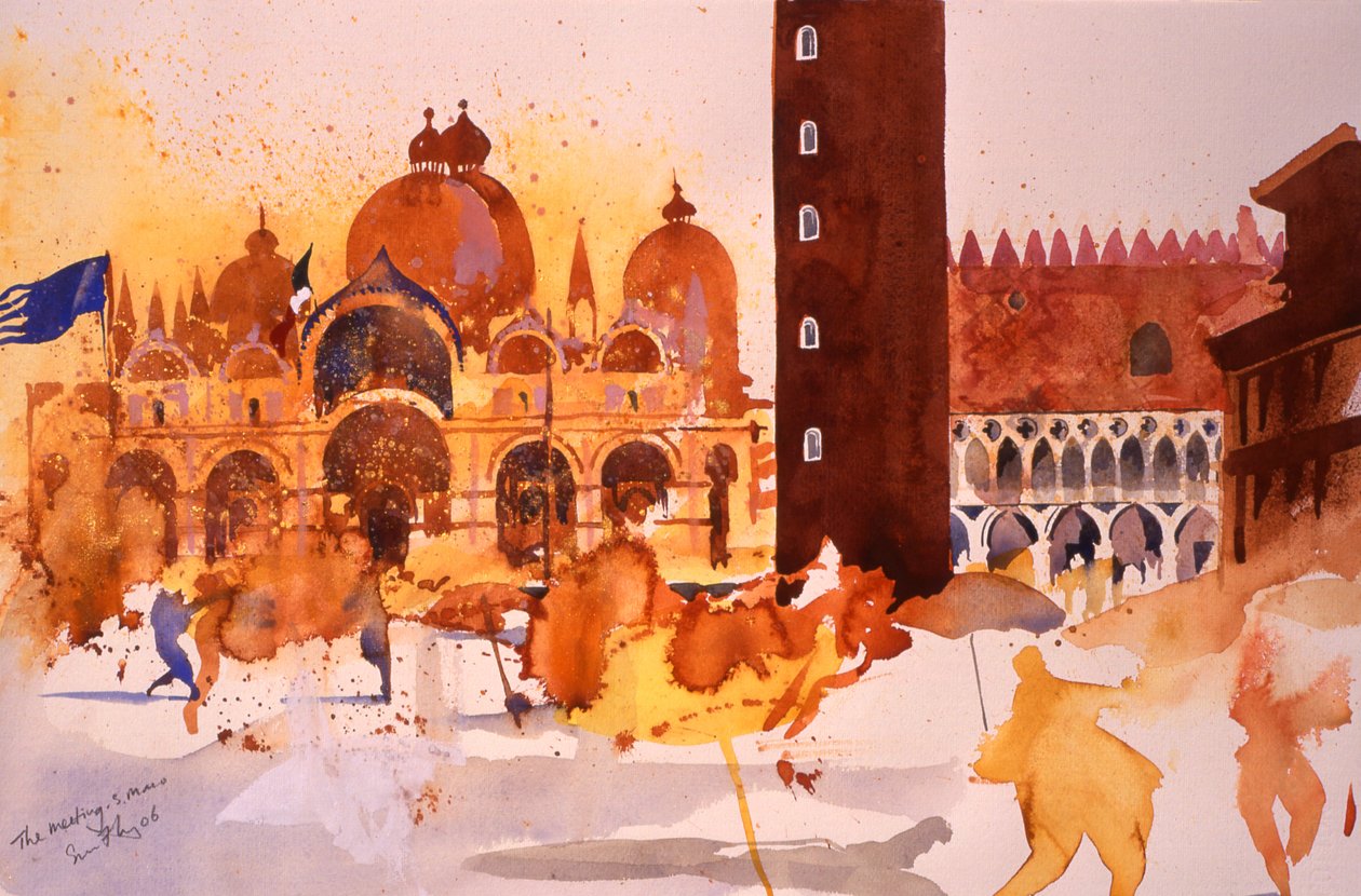 Spotkanie, San Marco, 2006 (akwarela na papierze) autorstwa Simon Fletcher