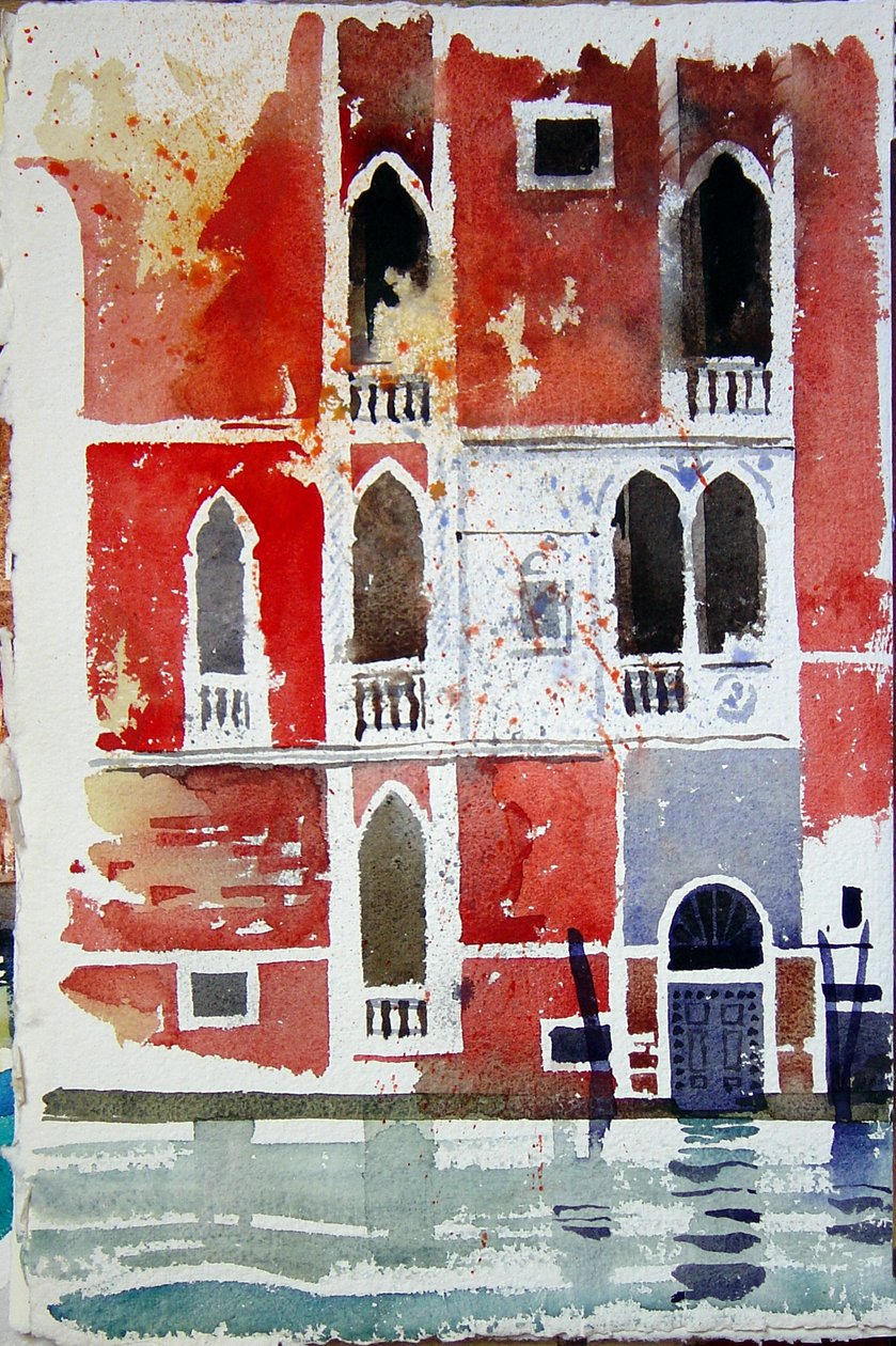 Czerwony dom, Wenecja, 2006 (akwarela) autorstwa Simon Fletcher