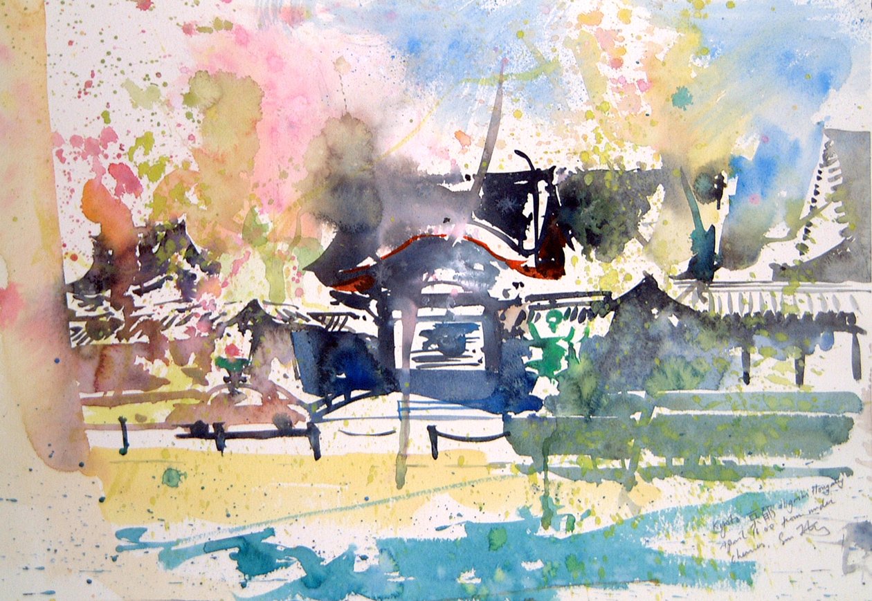 Pod wiśniami Kioto, 2000 (akwarela) autorstwa Simon Fletcher