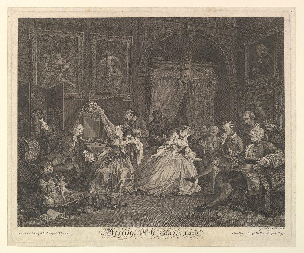 Małżeństwo A-la-Mode, Tablica IV, 1 kwietnia 1745. autorstwa Simon Francois Ravenet