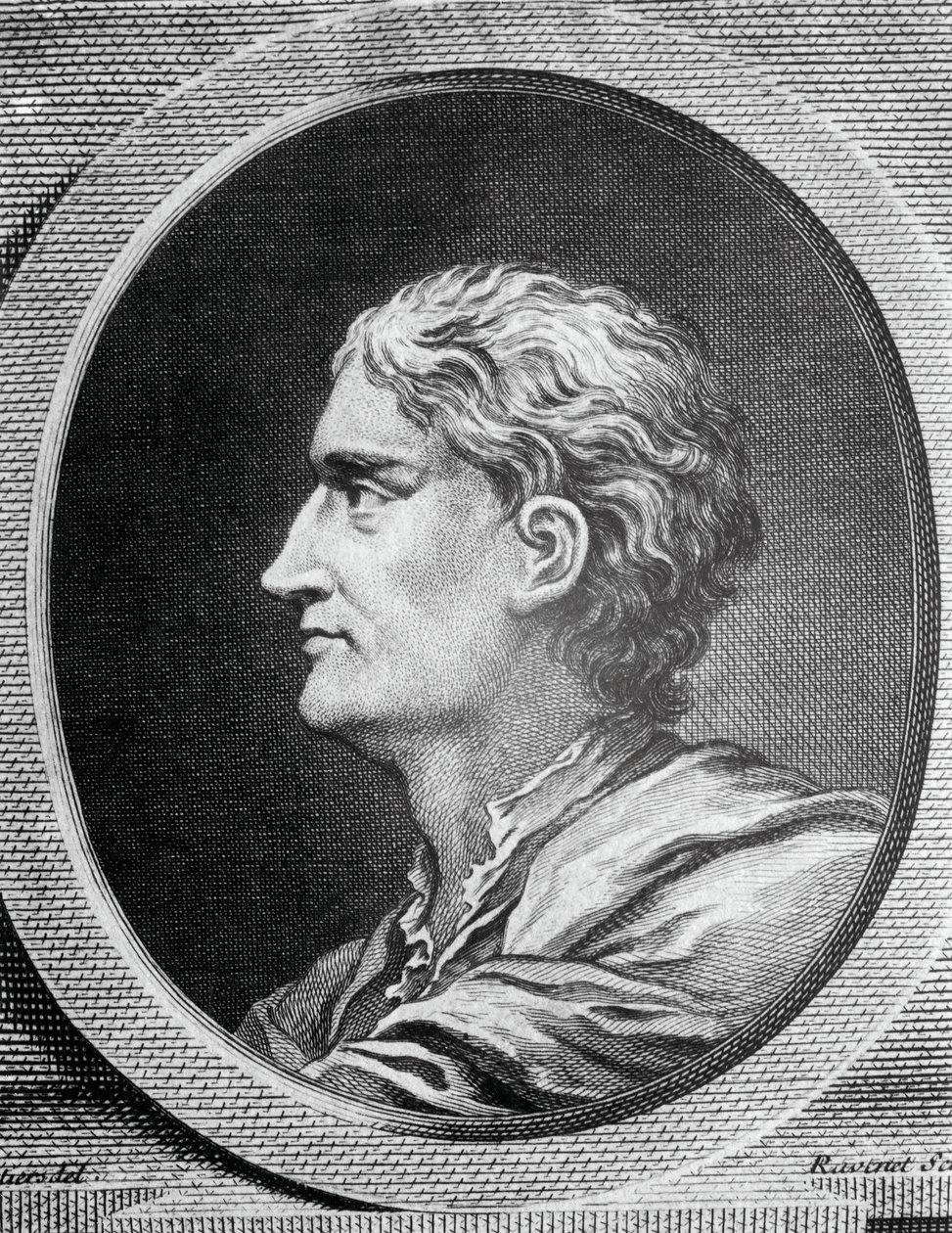 Portret Izaaka Newtona (1642-1727), angielskiego fizyka i matematyka, rycina: Simon Francois Ravenet (1706-1774) autorstwa Simon Francois Ravenet