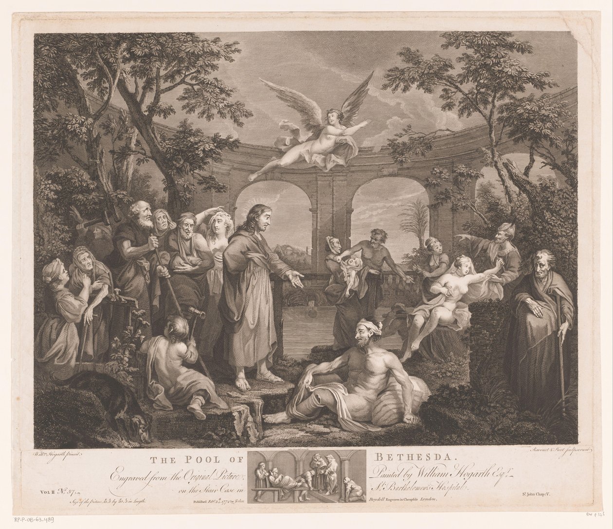Chrystus uzdrawia chorych w Bethesda Basen Bethesdy (tytuł na obiekcie) autorstwa Simon François Ravenet (le vieux)