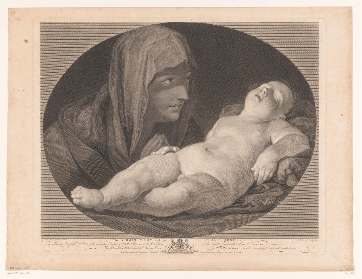 Maryja ze śpiącym Chrystusem Dziewica Maryja i Dzieciątko Jezus (tytuł na obiekcie) autorstwa Simon François Ravenet (le vieux)