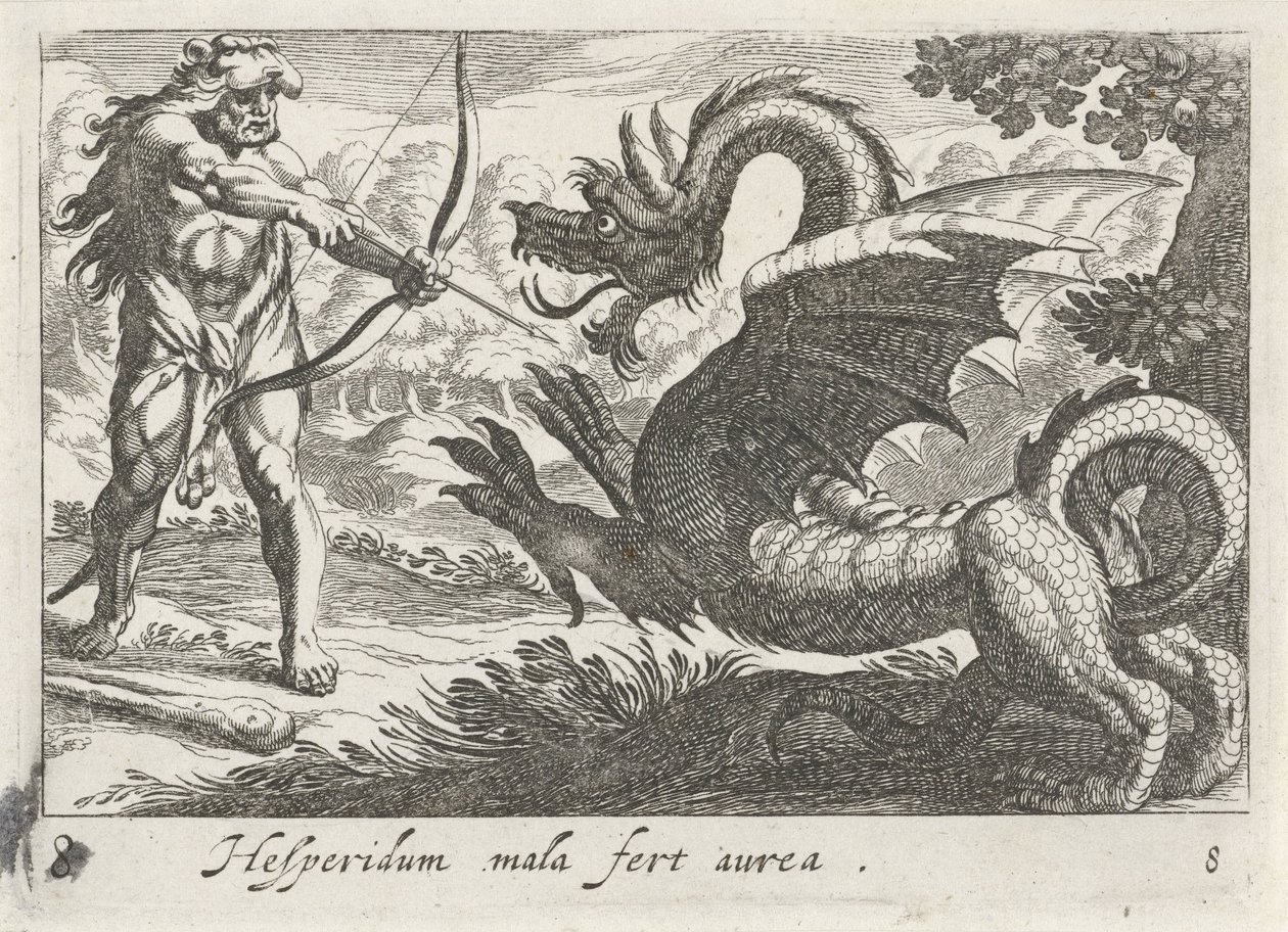 Herkules zabija smoka Ladona autorstwa Simon Frisius