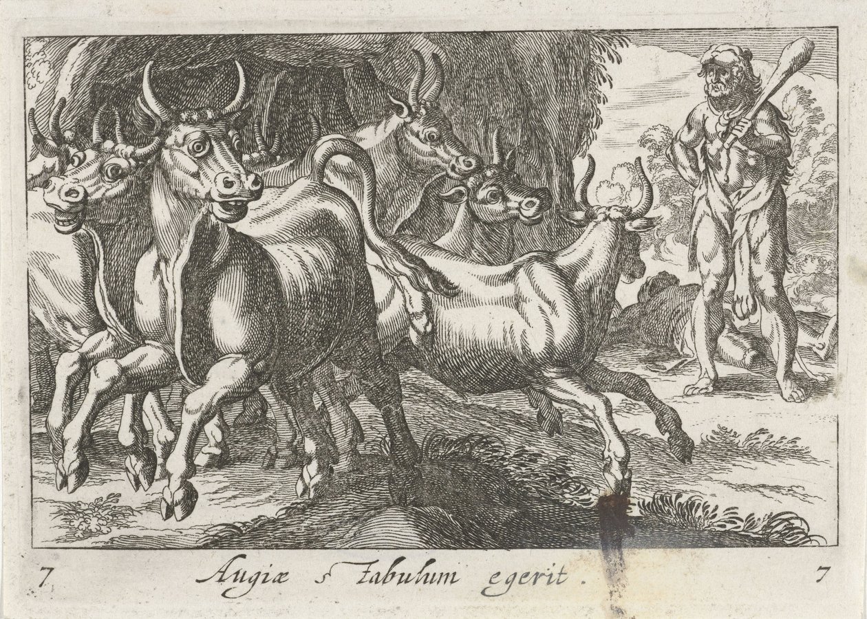 Hercules hoedt de kudde van Geryon (tytuł na obiekcie) Herculische tematu (tytuł serii) autorstwa Simon Frisius