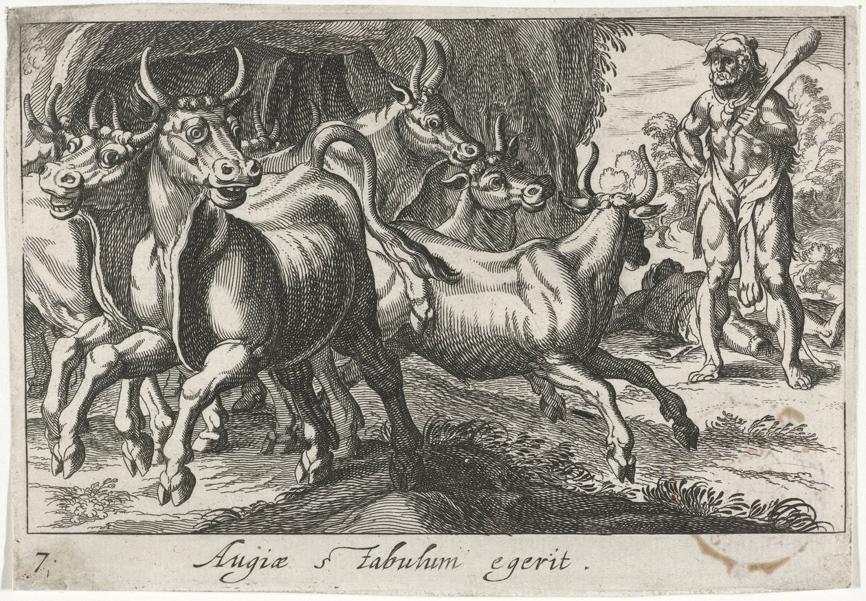 Hercules hoedt de kudde van Geryon (tytuł na obiekcie) Herculische tematu (tytuł serii) autorstwa Simon Frisius