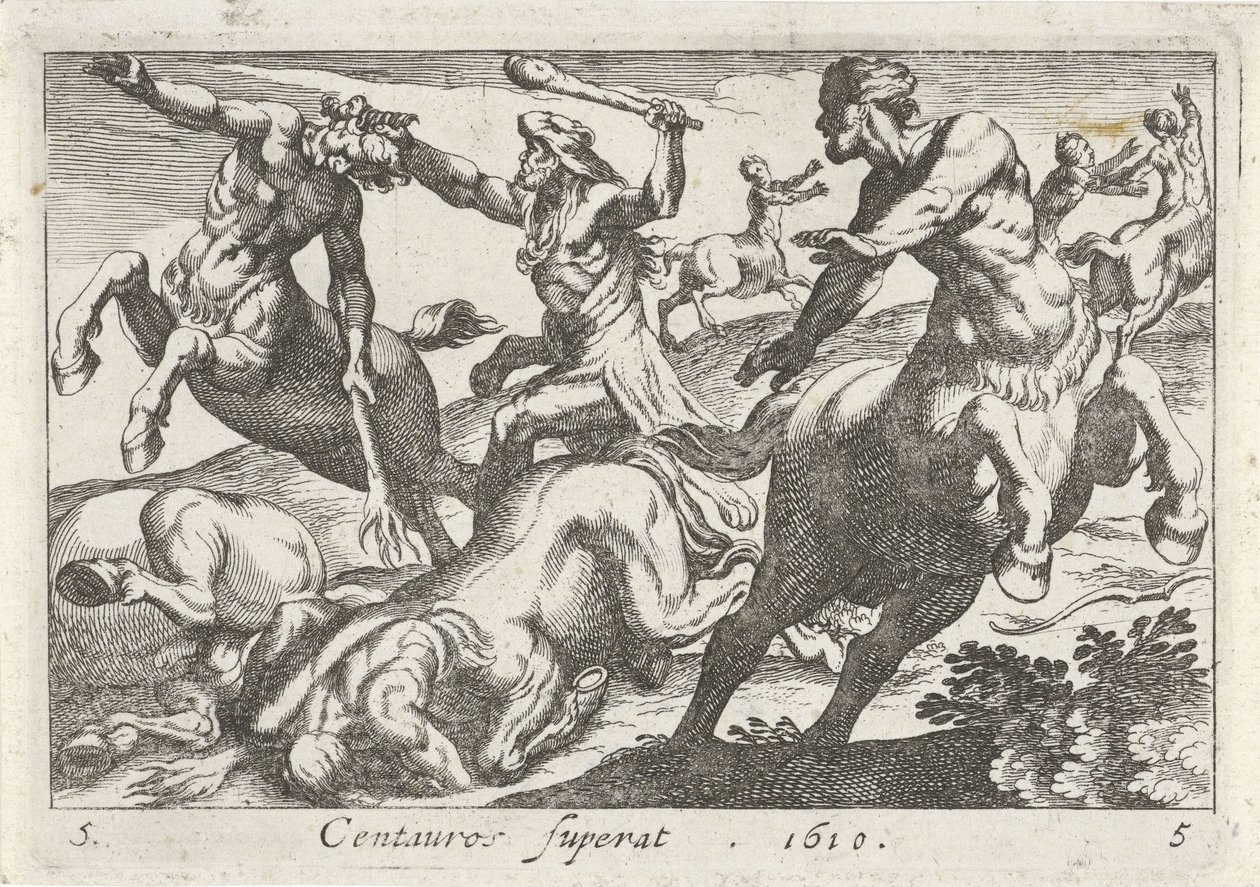 Herkules w walce z centaurami autorstwa Simon Frisius