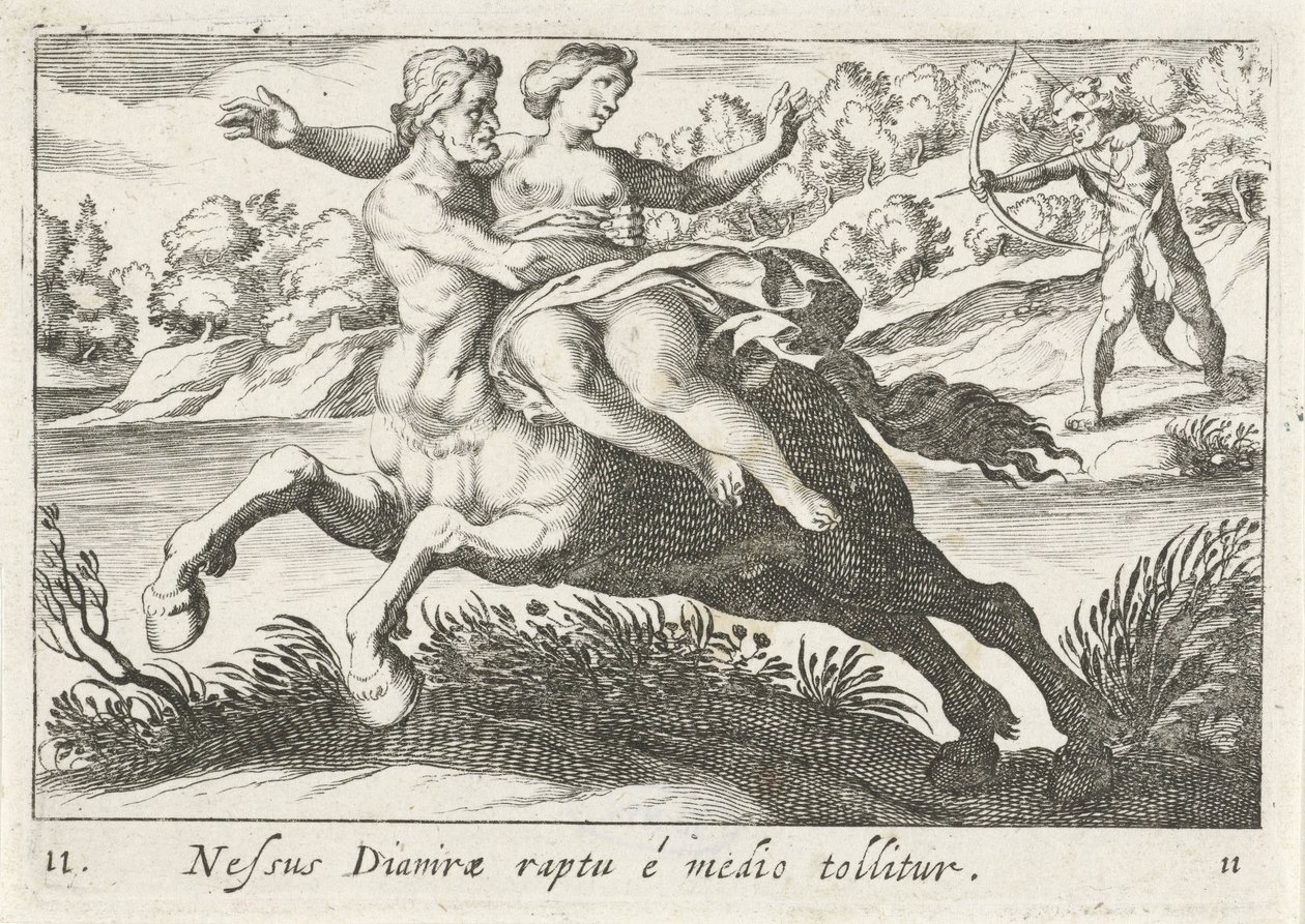 Nessus próbuje porwać Deianirę autorstwa Simon Frisius