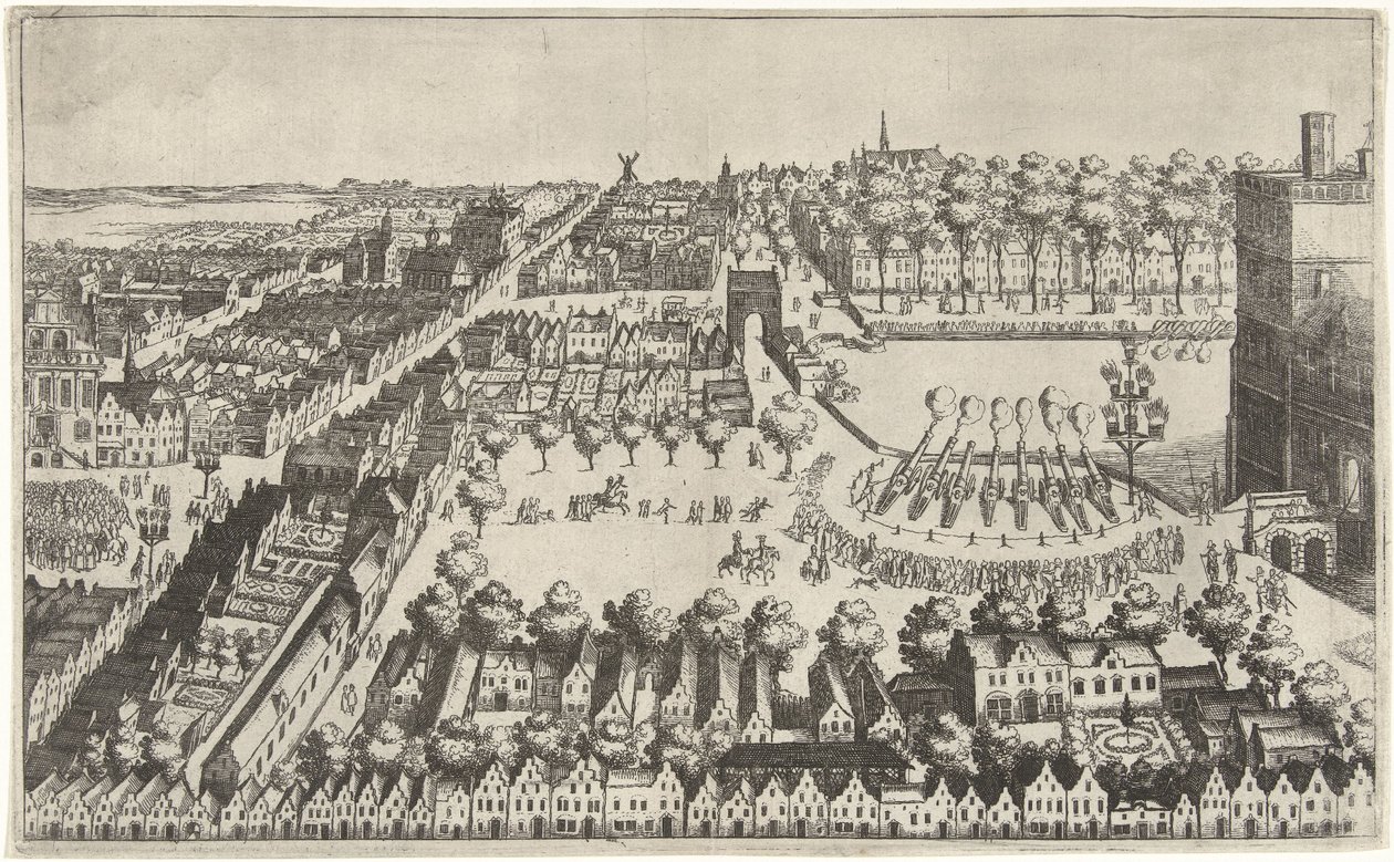 Ogniska radości w Hadze po ogłoszeniu rozejmu, 1609 r. autorstwa Simon Frisius