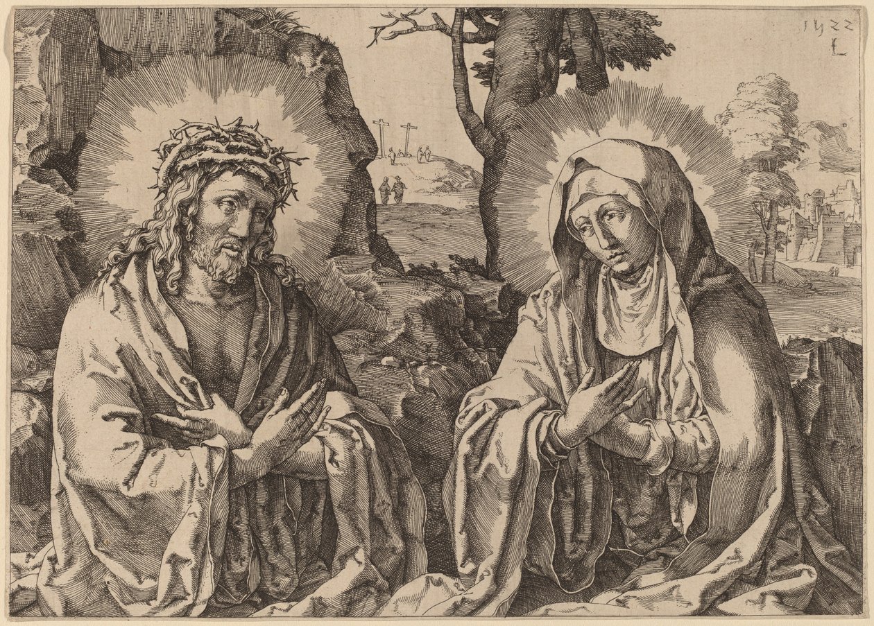 Zbawiciel i Dziewica autorstwa Simon Frisius after Lucas van Leyden