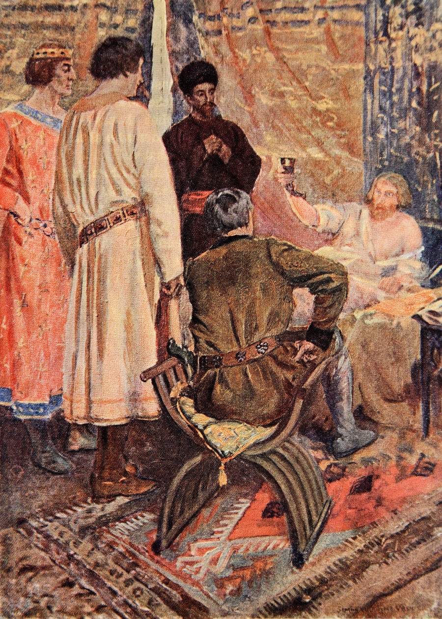 Ryszard Lwie Serce podniósł się w łożu i wziął do ręki kielich, ilustracja do 