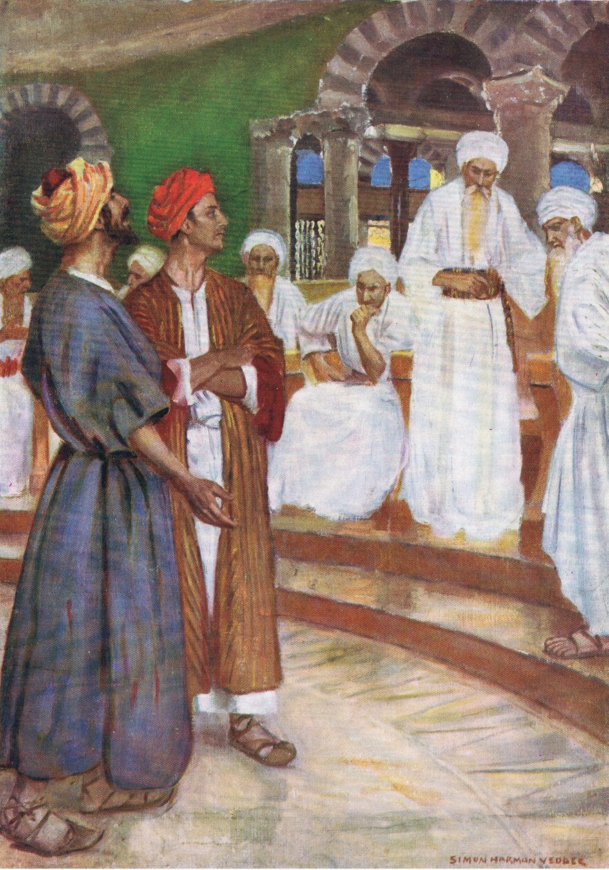 Śmiałość Piotra i Jana, z The Bible Picture Book wydanej przez Thomasa Nelsona, ok. 1950 autorstwa Simon Harmon Vedder